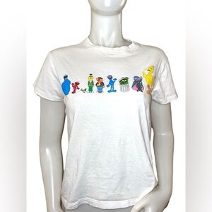 Sesame Street White Tee with Colorful Characters